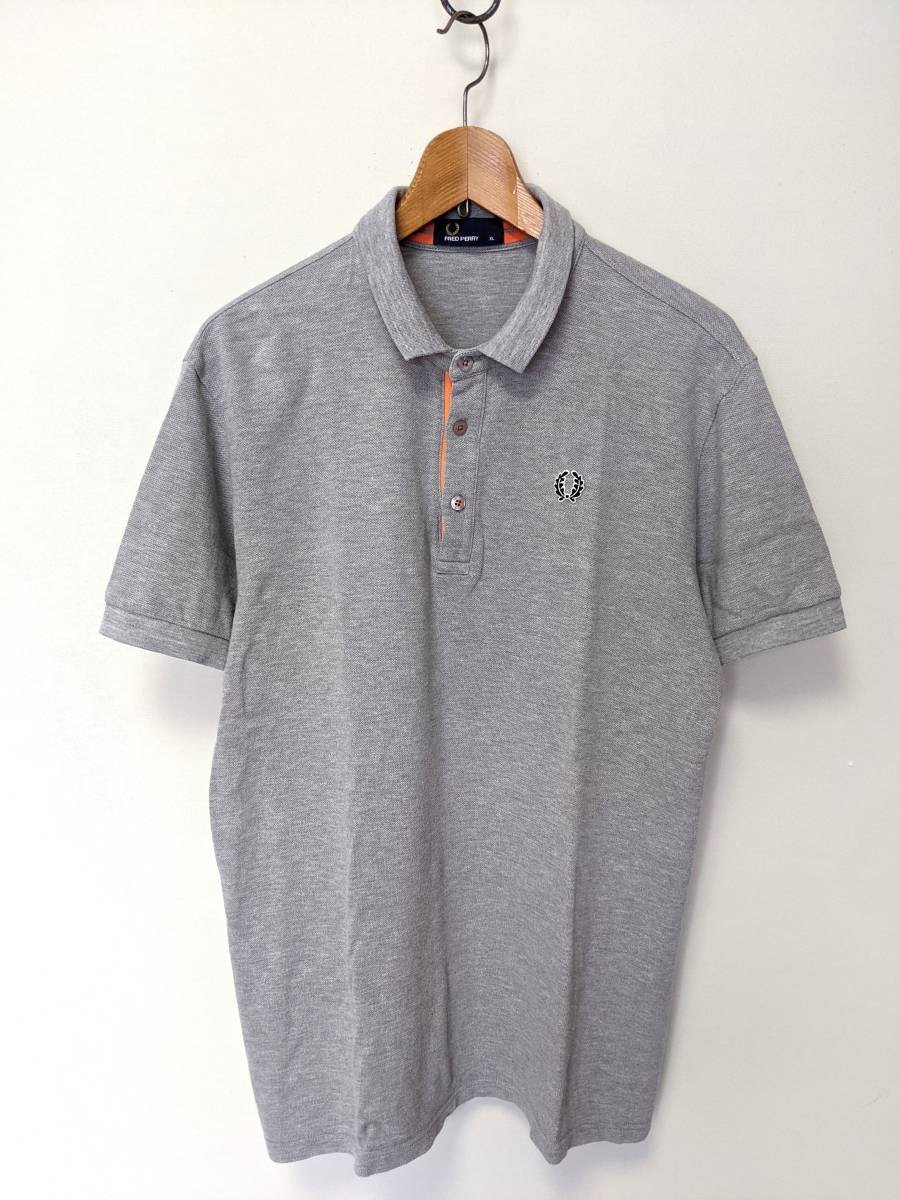 FRED PERRY フレッドペリー ポロシャツ XL グレー×オレンジ 日本製
