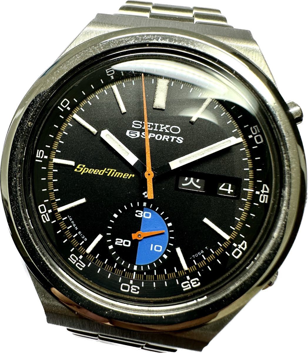 1円〜 Y 希少 セイコー 5スポーツ スピードタイマー 6139-7060 クロノ  