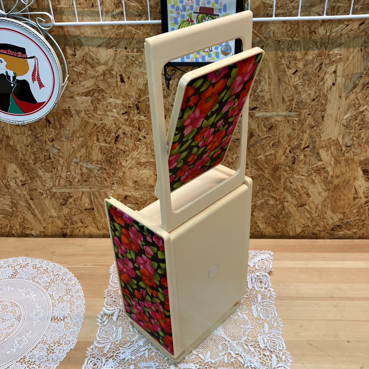 昭和レトロ メイクボックス コスメボックス 化粧台 鏡 ポップ⁄メイク 
