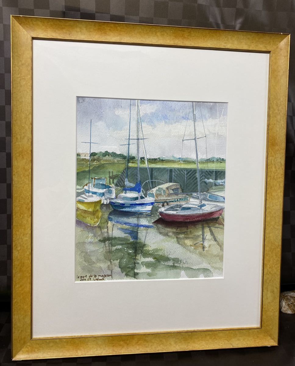 真作 伊藤功男 1995年水彩「Burrard Street VANCOUVER」画16×21.5cm