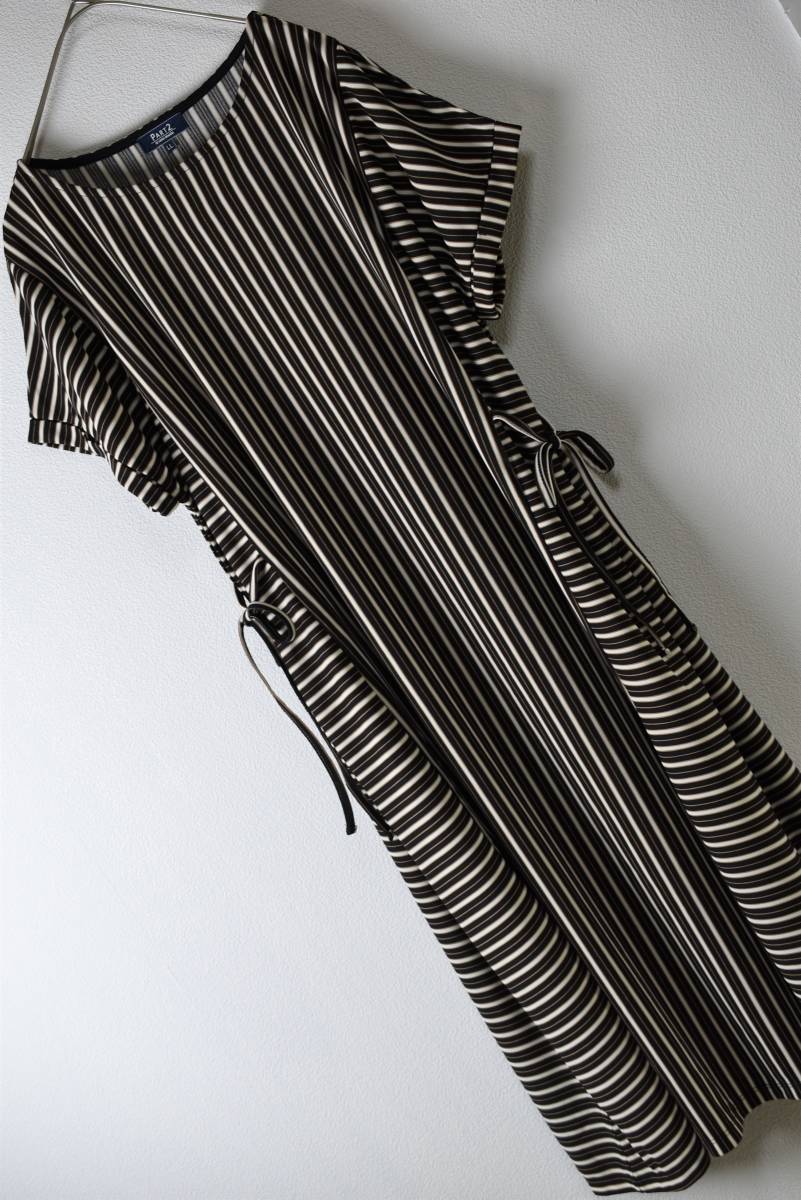 Part2 by ジュンコシマダ 半袖ざっくりストライプ柄ジャージワンピース 大きいサイズLL