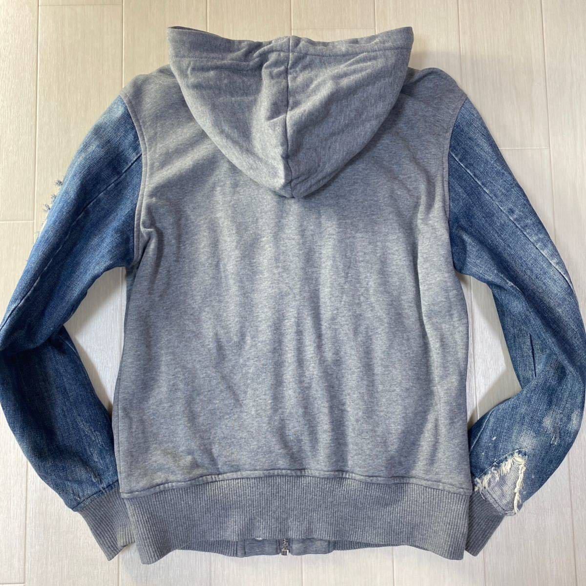 ディーゼル/DIESEL】袖ダメージ加工デニム☆ 異素材切替え コンビ  