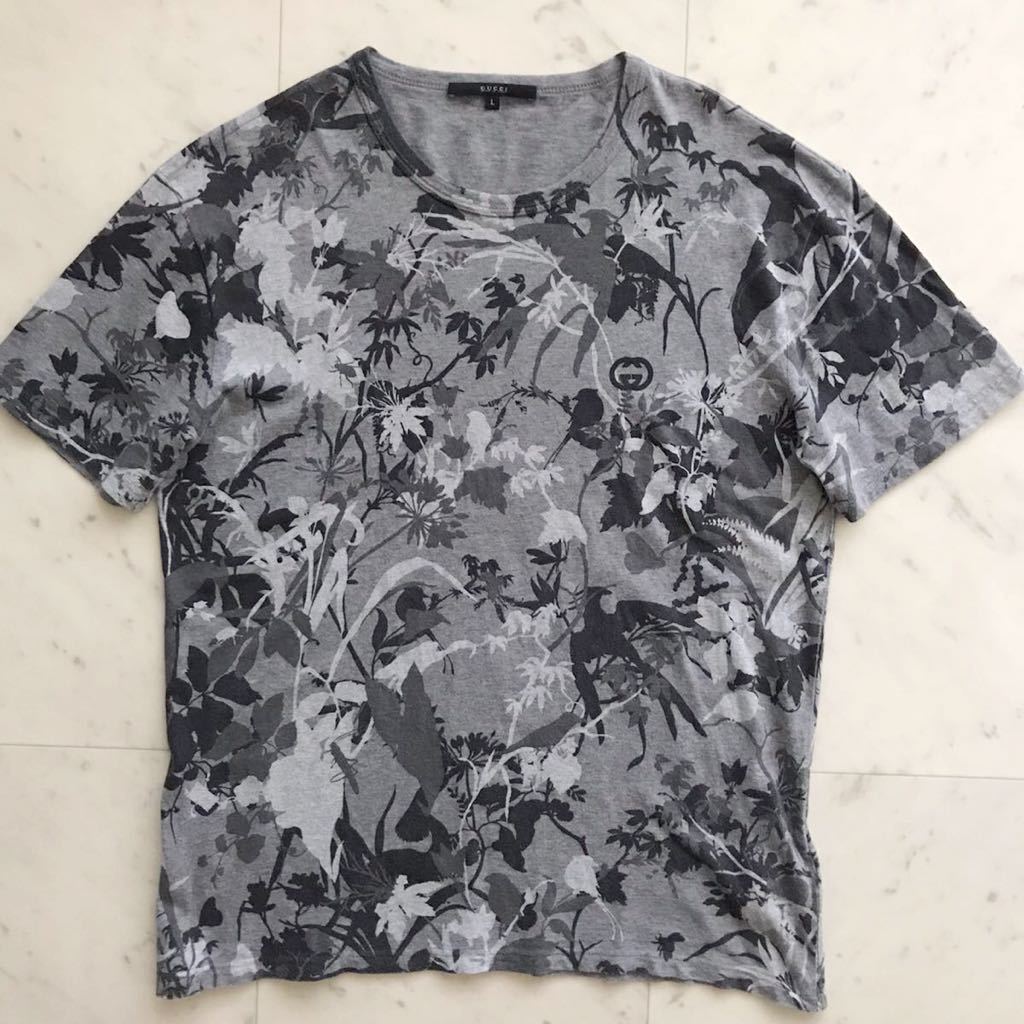 美品◎ グッチ 【さりげない高級感】 GUCCI 総柄 ボタニカル Tシャツ