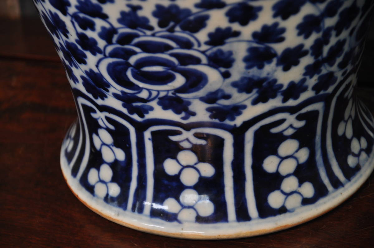 清光緒 青花染付獅子耳大壷瓶 中国美術 【公式通販】