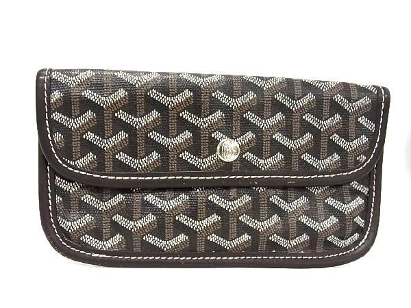 1円 GOYARD ゴヤール サンルイ用 PVC×レザー ポーチ マルチケース 小物 