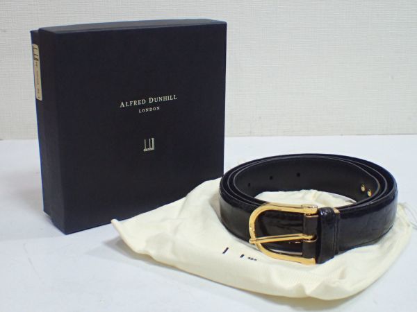 豊JE034/6J●ALFRED DUNHILL BP 5900A 44 I 40/102 アルフレッド ダンヒル ベルト レザー ブラック 黒 美品●