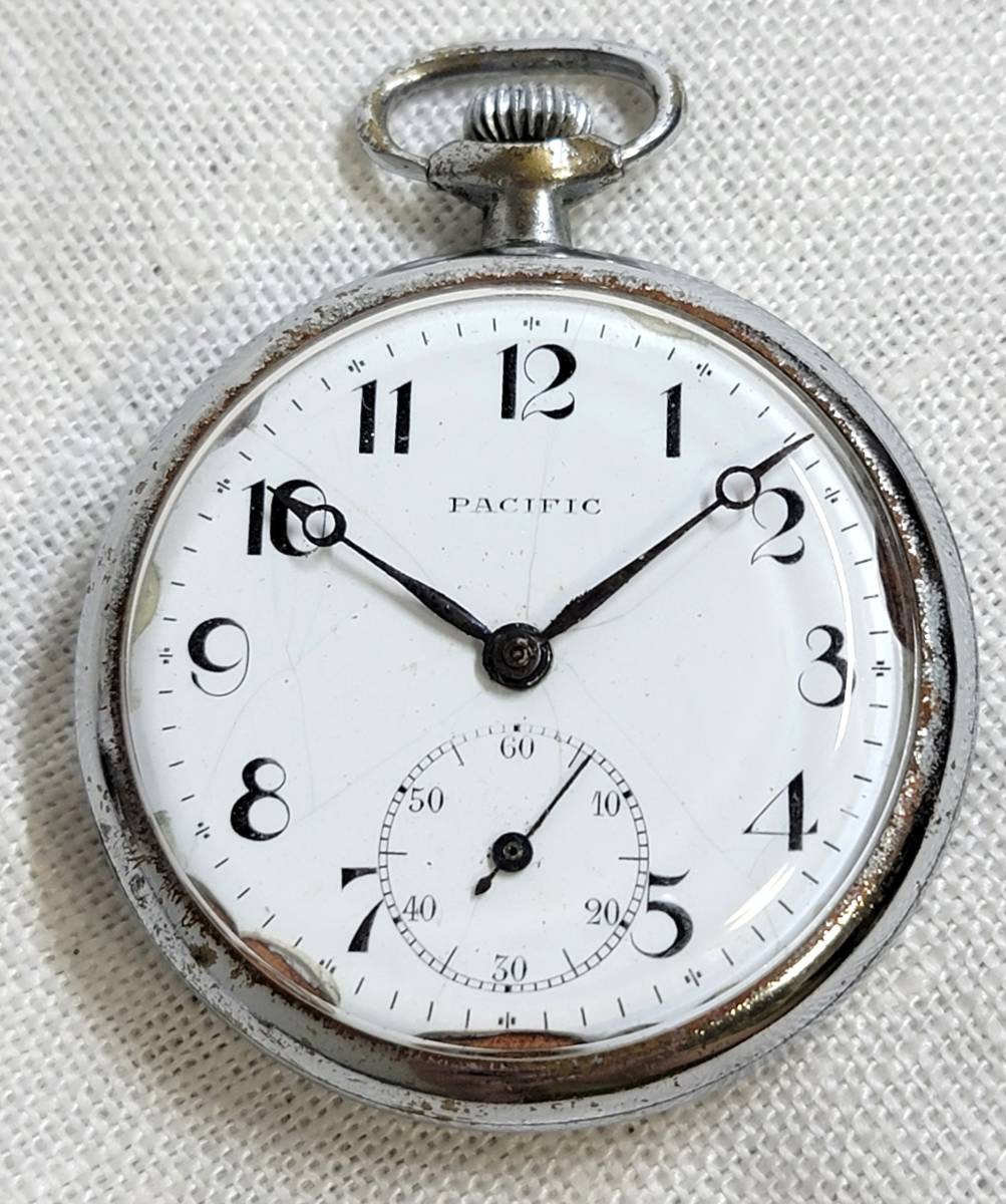 ジャンク品 懐中時計 甲野時計 PACIFIC パシフィック 金報国ケース(手 