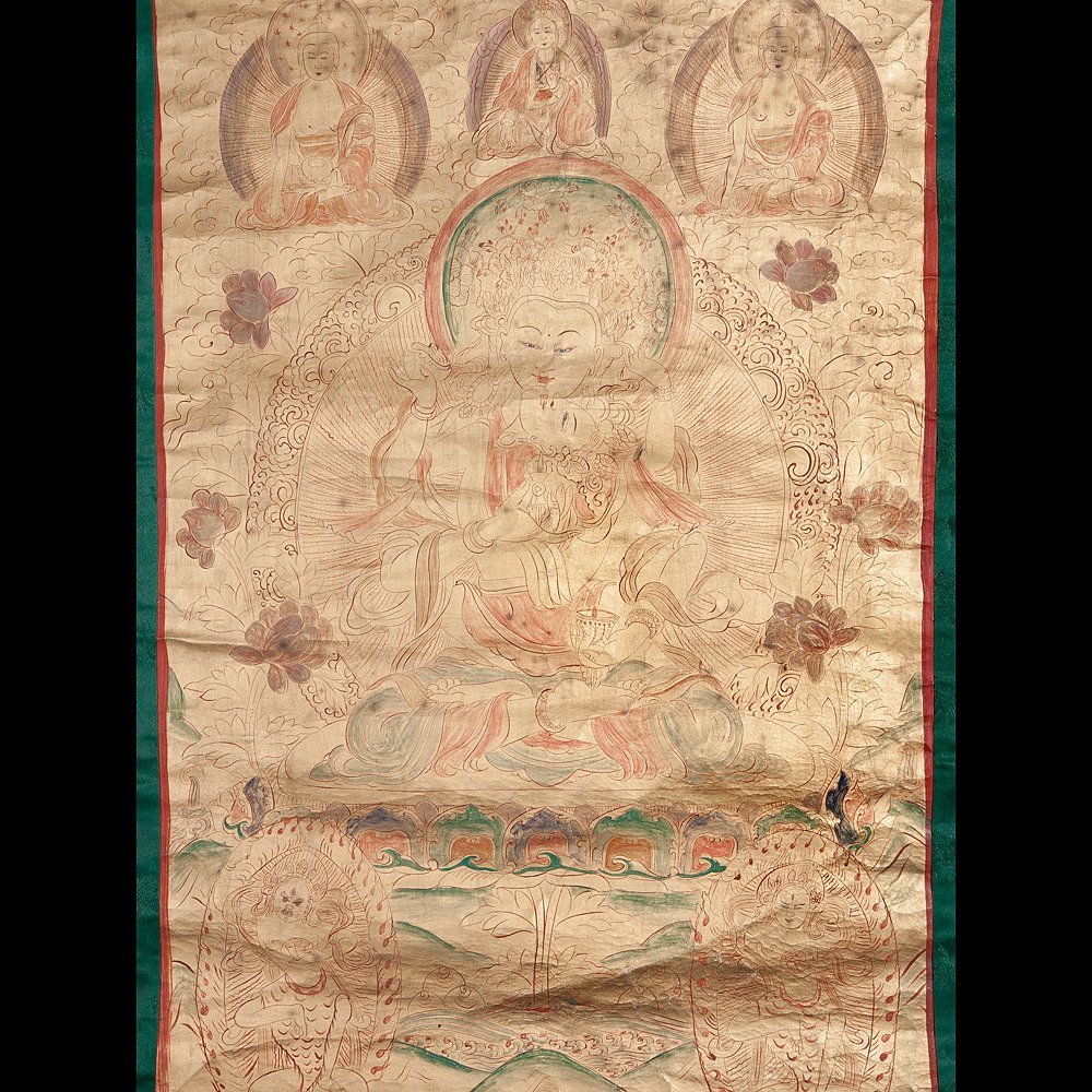 五】チベット 仏画 タンカ 曼荼羅 肉筆 ／ Lot:65925 ◇現地より直送
