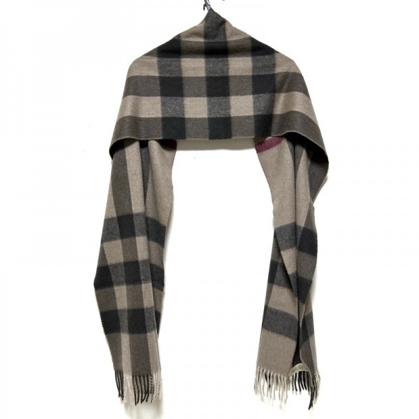 バーバリー Burberry - カシミヤ ベージュ×ダークブラウン×ボルドー