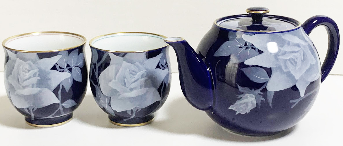 管サ　茶器セット 香蘭社 ルリ薔薇 茶の間揃 箱無し