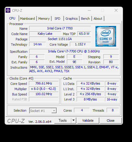 CPUとマザーボード Intel Core i7-7700 と GIGABYTE Z170N-GAMING 5 i7