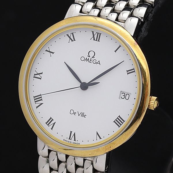 オメガ 手巻き時計 円形 1円 オメガ 手巻き トップ14K/585 24.7g ラウンド シルバー系文字盤