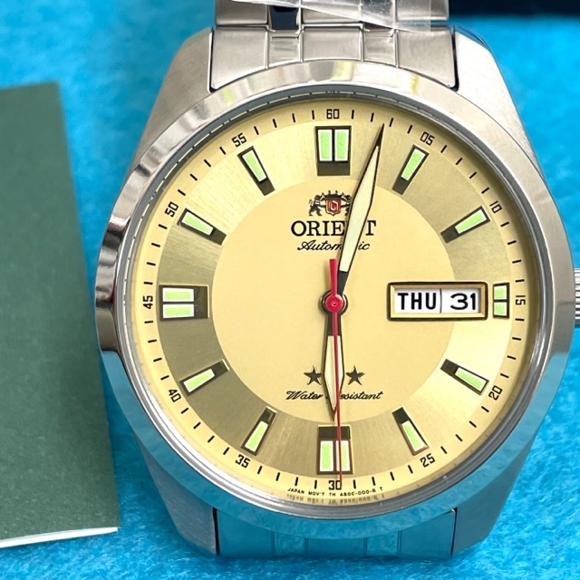 オリエント ORIENT AB0C-C0-A 自動巻き 稼働品 文字盤ゴールド スリー 