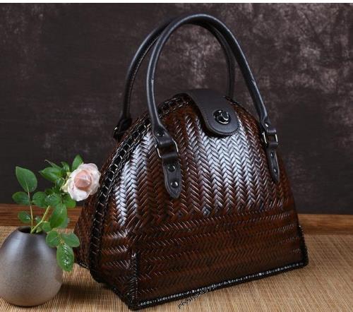 新品☆ 職人手作り 竹編みバッグ 竹細工 收納 竹編包 小物入れ籠