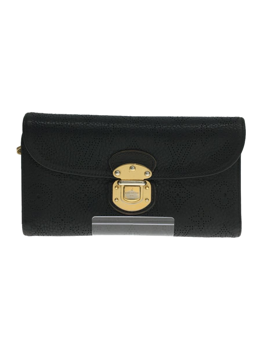 LOUIS VUITTON◇ポルト・フォイユ・アメリア_マヒナ_BLK/レザー/BLK