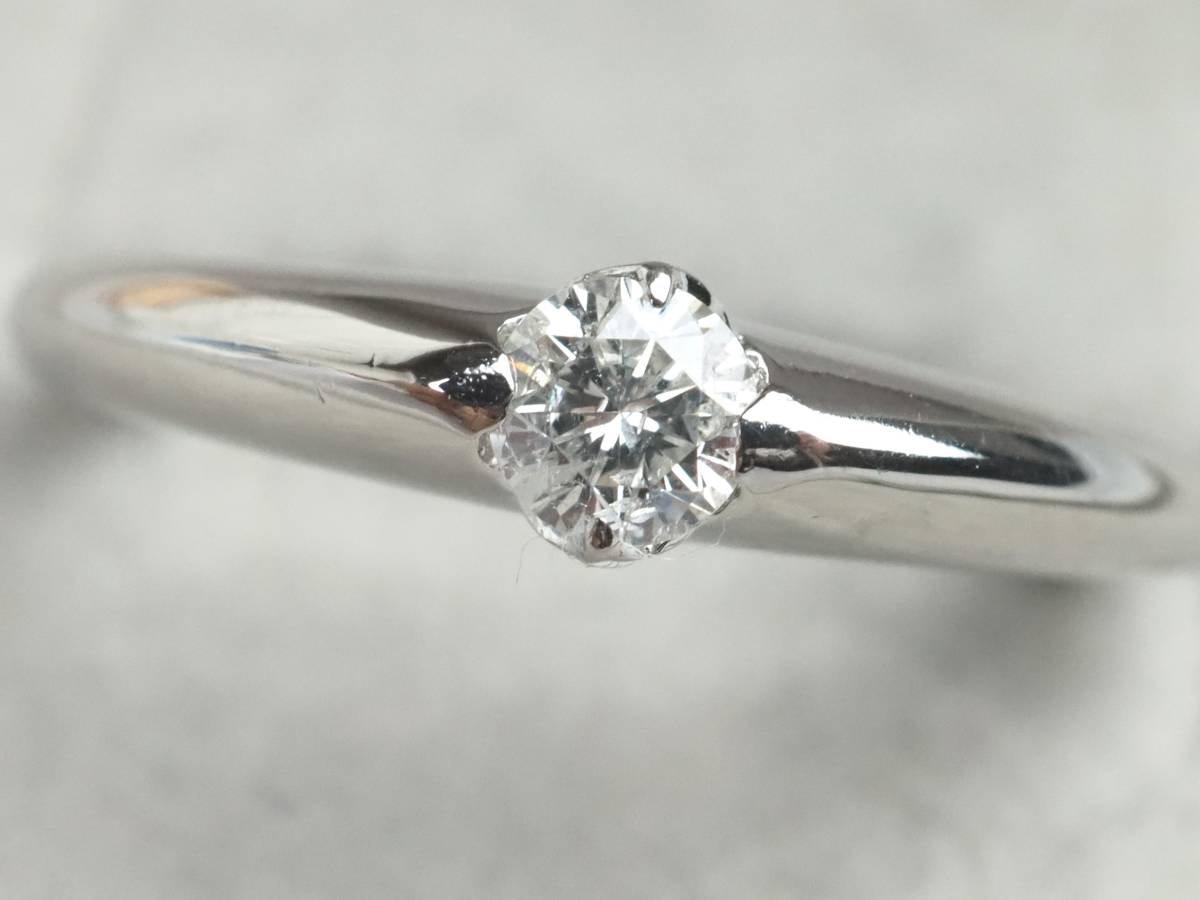 1496E】Pt900プラチナ 天然ダイヤモンド 0.20ct/3.8g リング 指輪 ♯10 