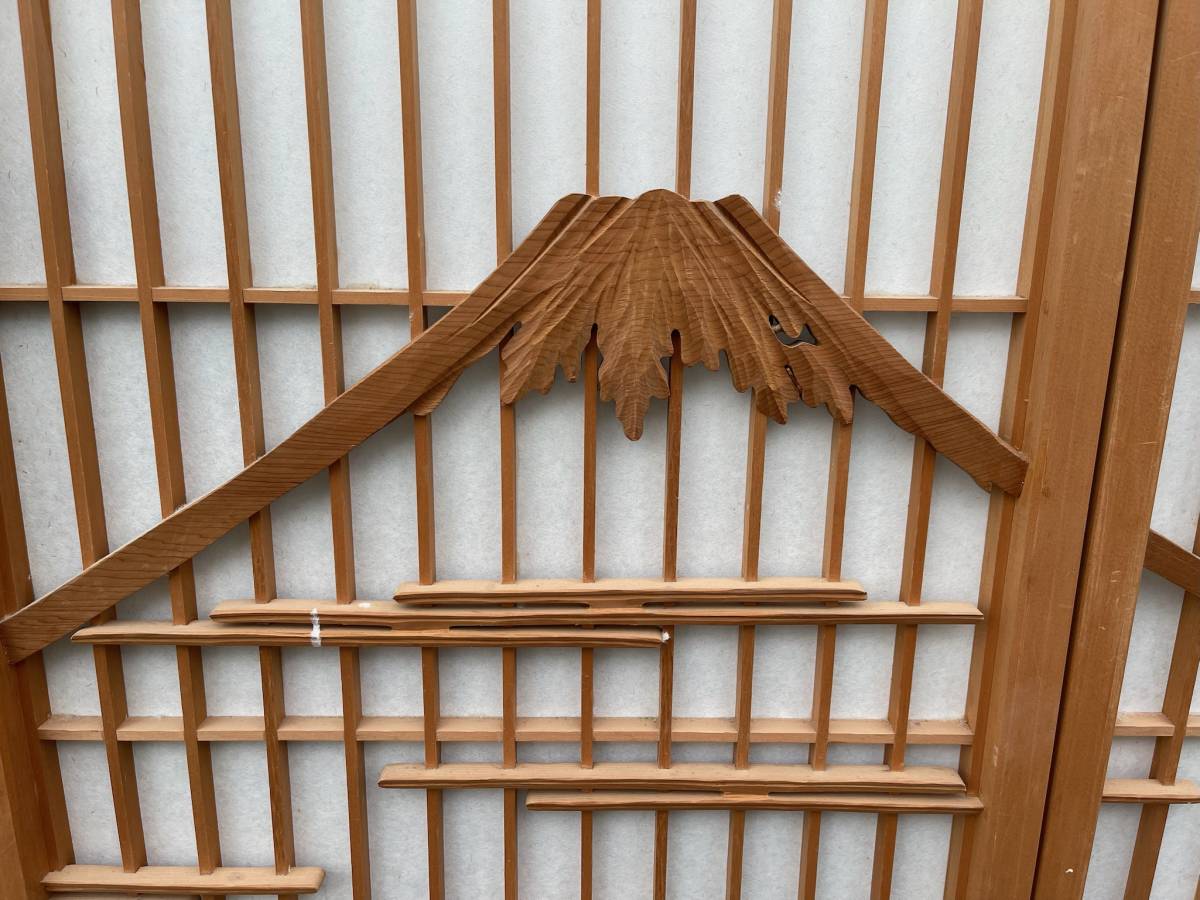 書院欄間 時代建具 富士 月見 船 4枚組 井波彫刻 【公式通販】