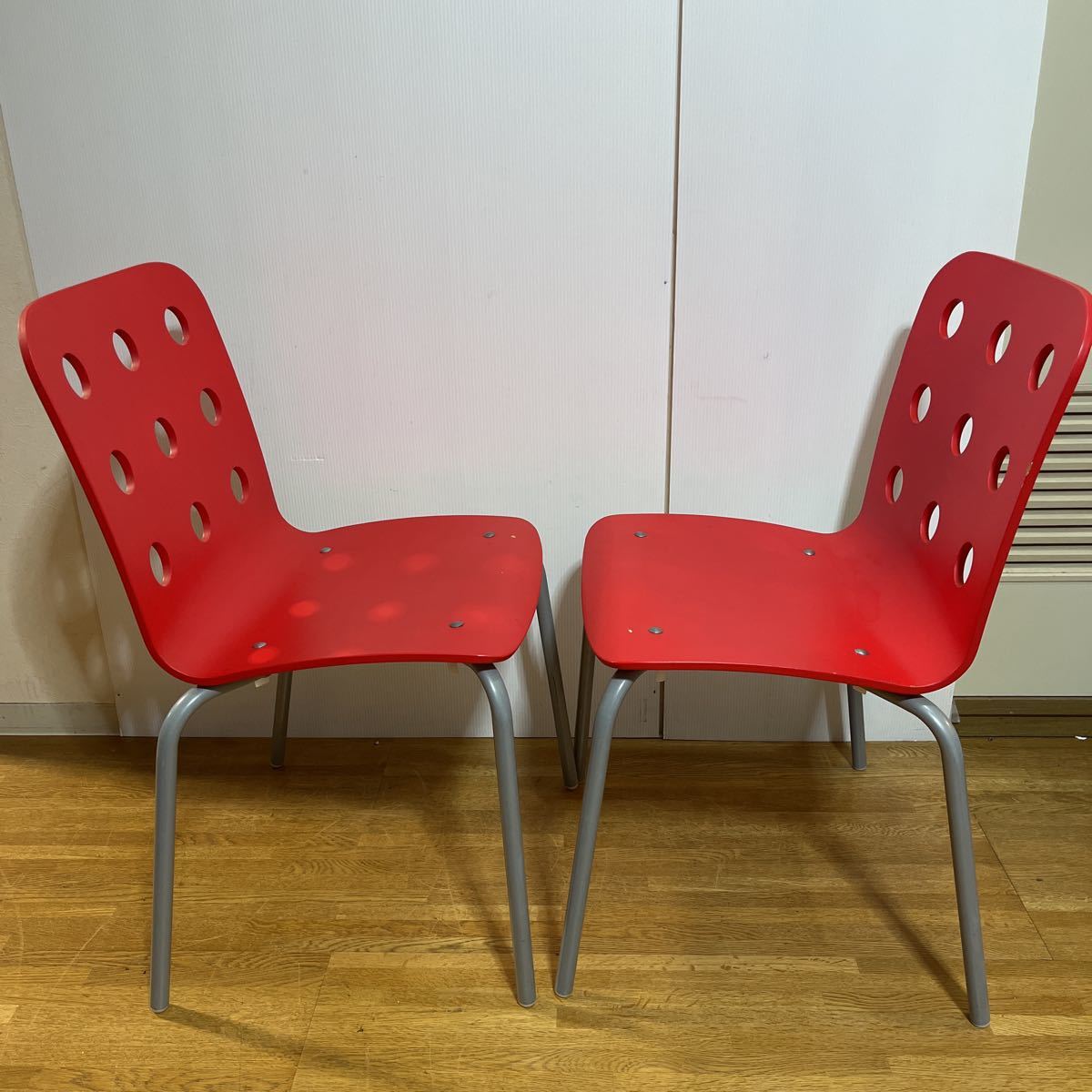 1円スタート IKEA イケア Julesチェア レッド 2個セット レトロポップ