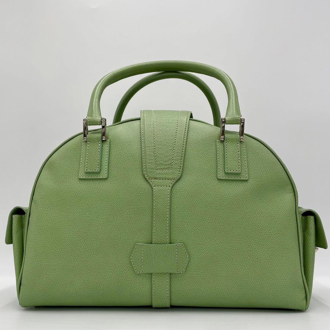 極美品○希少色○LOEWE ロエベ 若草色 グリーン ボーリングバッグ 
