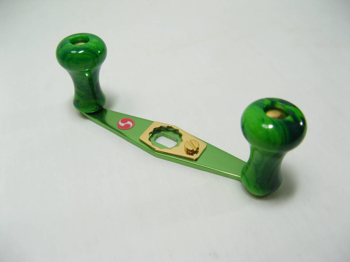 ABU Ambassadeur 80mmアルミハンドル 24Kパーツ アブ アンバサダー2500C等用 グリーン＋スイカ サイモン製 ６ー③