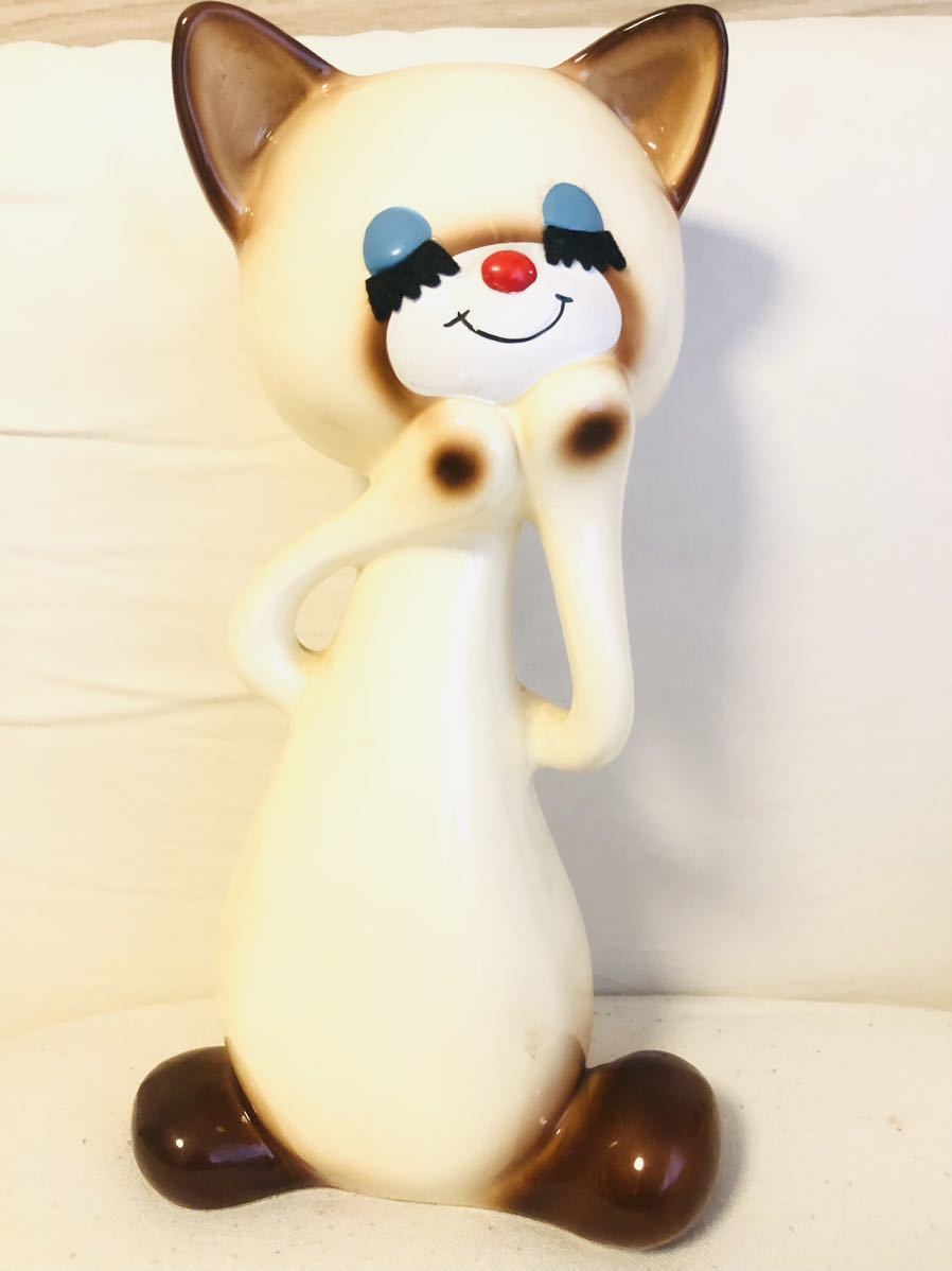 昭和レトロ 猫 でかい陶器 置物 内藤ルネ 水森亜土 宇山あゆみ 昭和