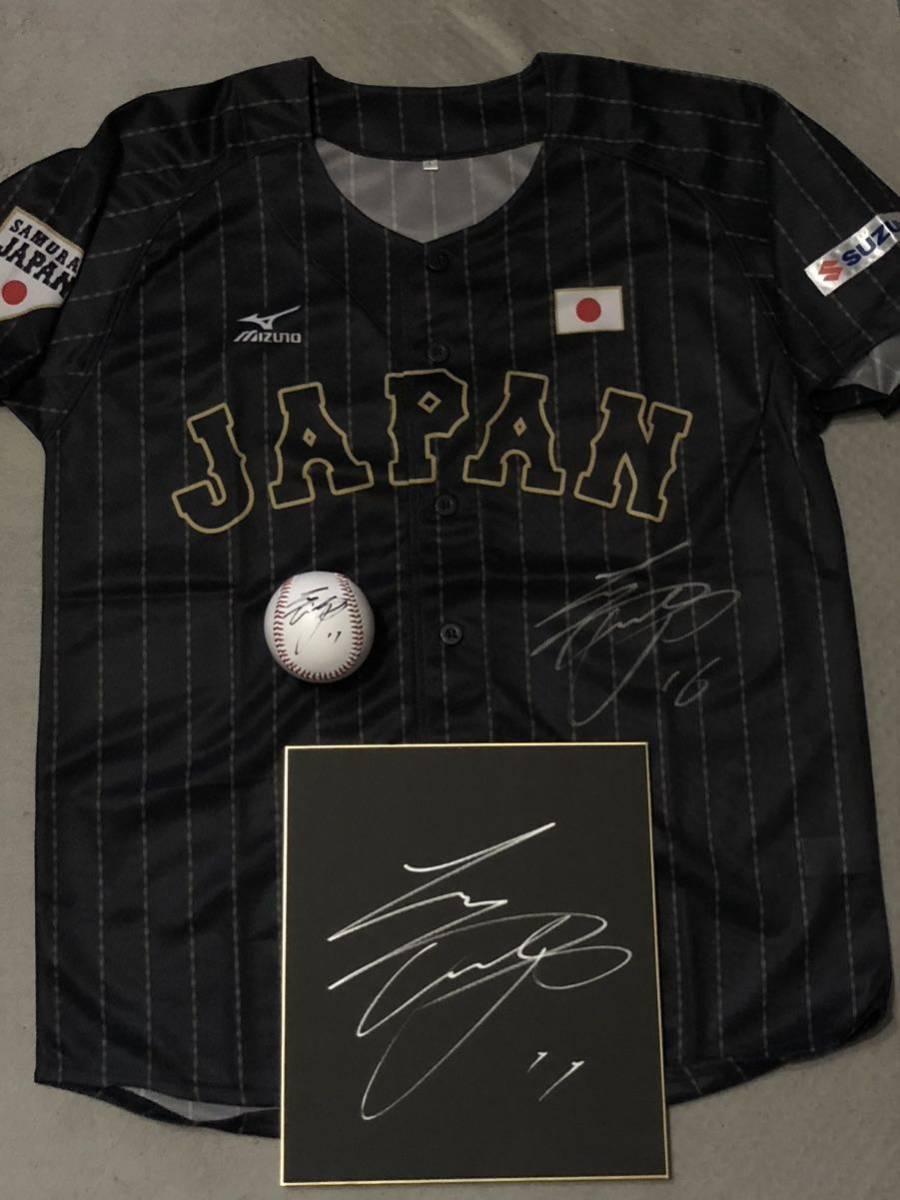 侍JAPAN 大谷翔平 直筆サインユニフォーム ボール 色紙 3点セット WBC