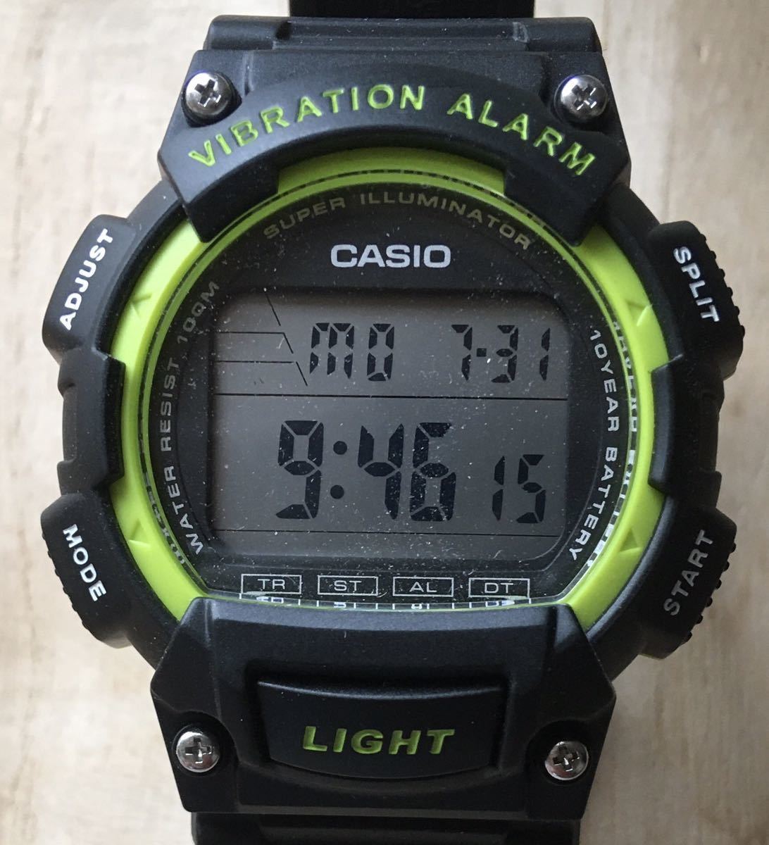 新品同様]CASIO W-736H-3A バイブレーション機能付チプカシ！ブラック 