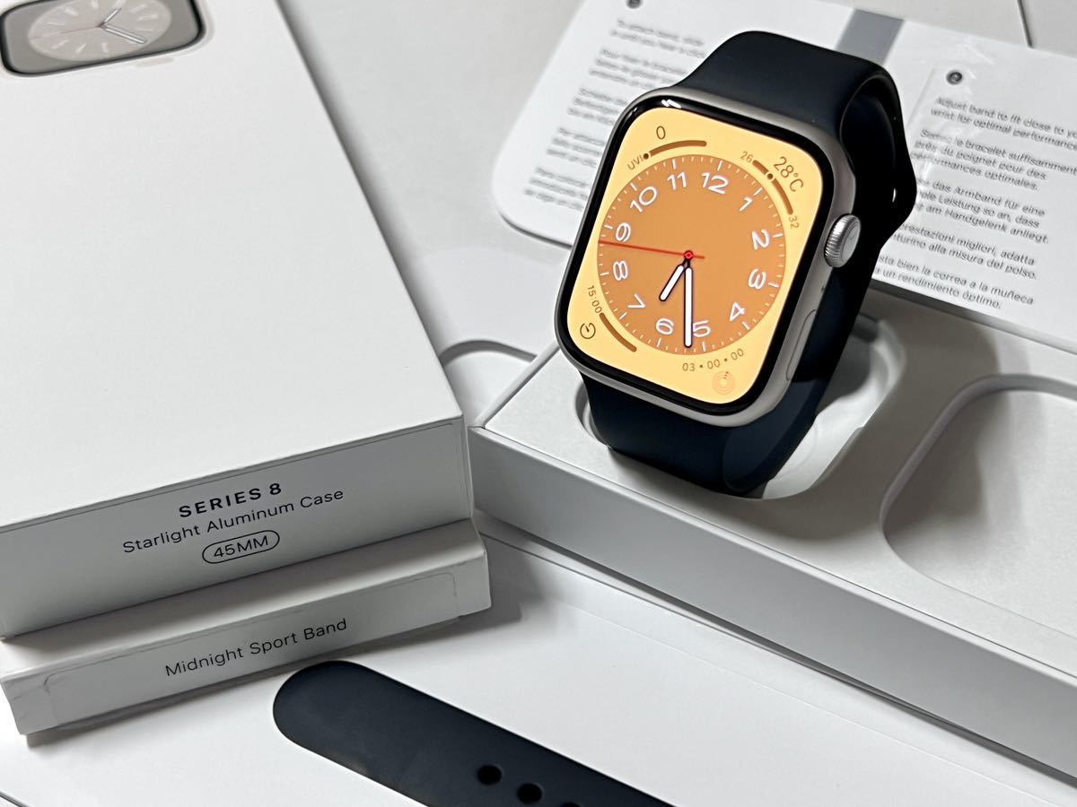 ☆ 美品 バッテリー100% ☆ Apple Watch Series 8 45mm アップル ☆ 美品 バッテリー100% ☆ Apple Watch Series 8 45mm アップル