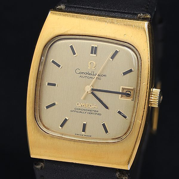 1円 オメガ コンステレーション AT/自動巻 29265 AT/自動巻 ゴールド文字盤 純正尾錠 デイト メンズ腕時計 OGH 5569300