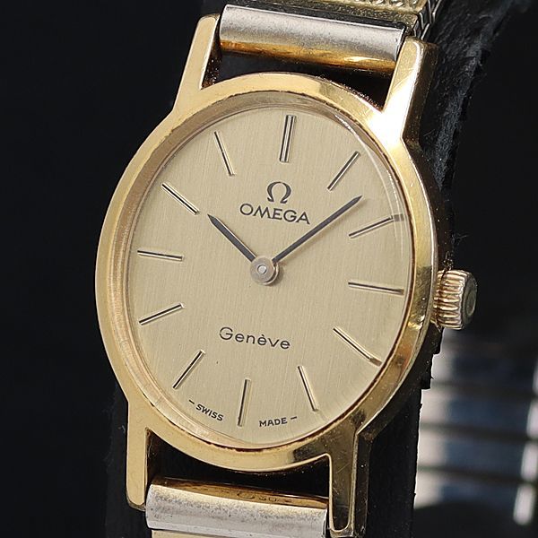 ▽OMEGA Geneve 自動巻 デイト メンズ 腕時計 フェイスのみ ゴールド