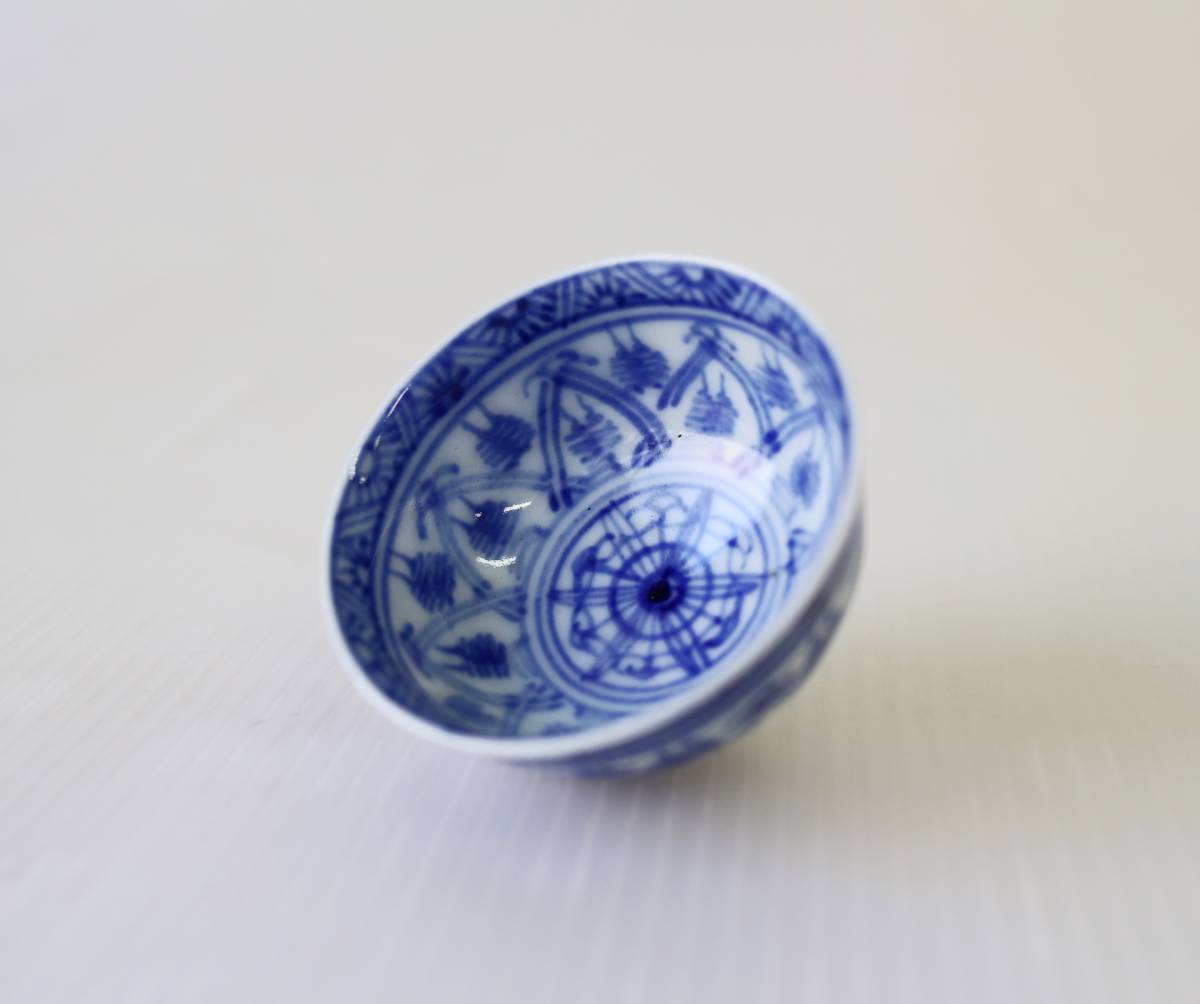 煎茶道具　五良太甫呉祥瑞　染付　煎茶碗　五客　V　R4895 五良太甫呉祥瑞 染付煎茶碗 5客 径5.5cm 煎茶道具