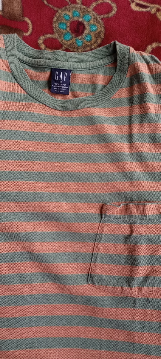 アメリカ古着 90s 00s 90年代 ヴィンテージ オールド gap ギャップ ポケット ボーダー Tシャツ 米国製 USA メンズM アメカジ
