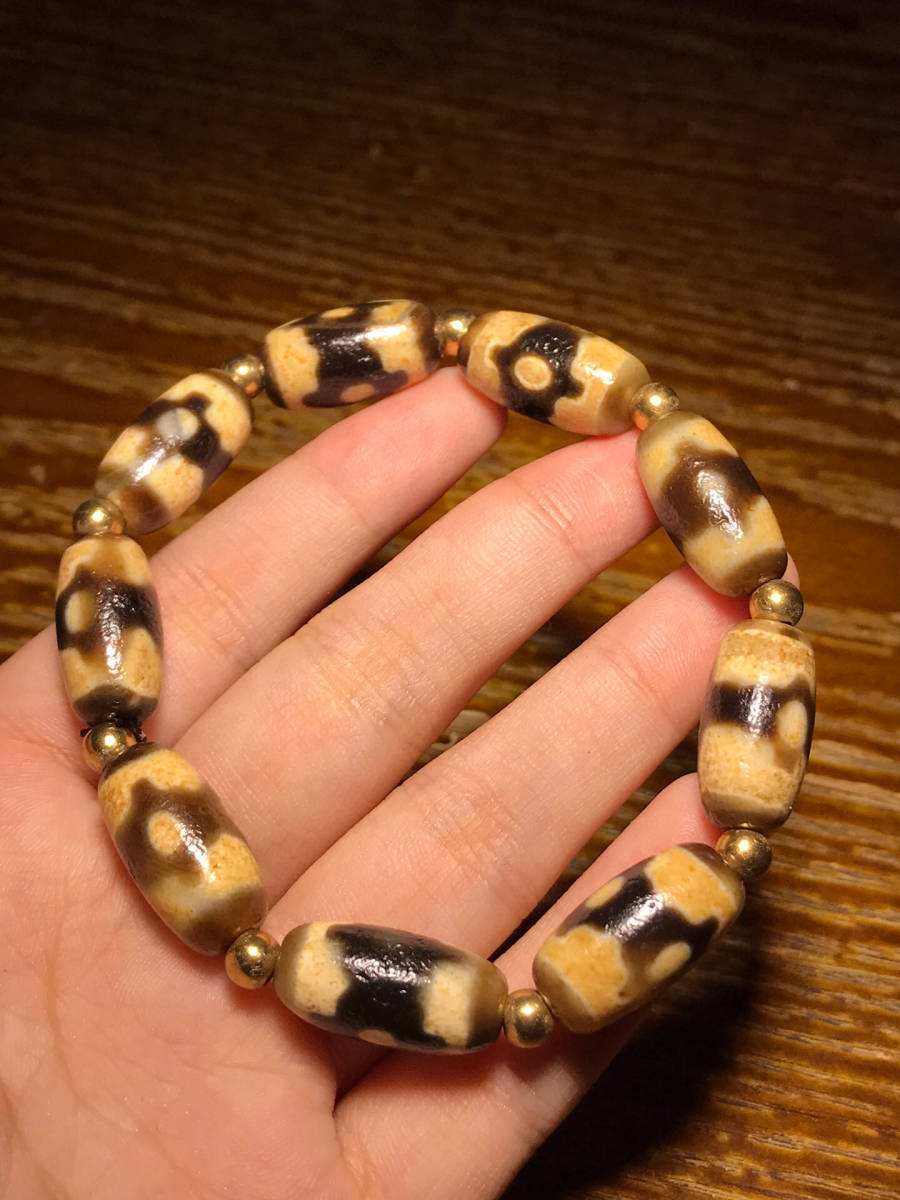 ❤️究極品質　超希少幻の逸品 19mm 天然模様＊色　ゴビアゲート　天眼　瑪瑙 蔵友館蔵品・瑪瑙製・細密彫・三眼天珠手串】根付裝身具・希少珍品・賞
