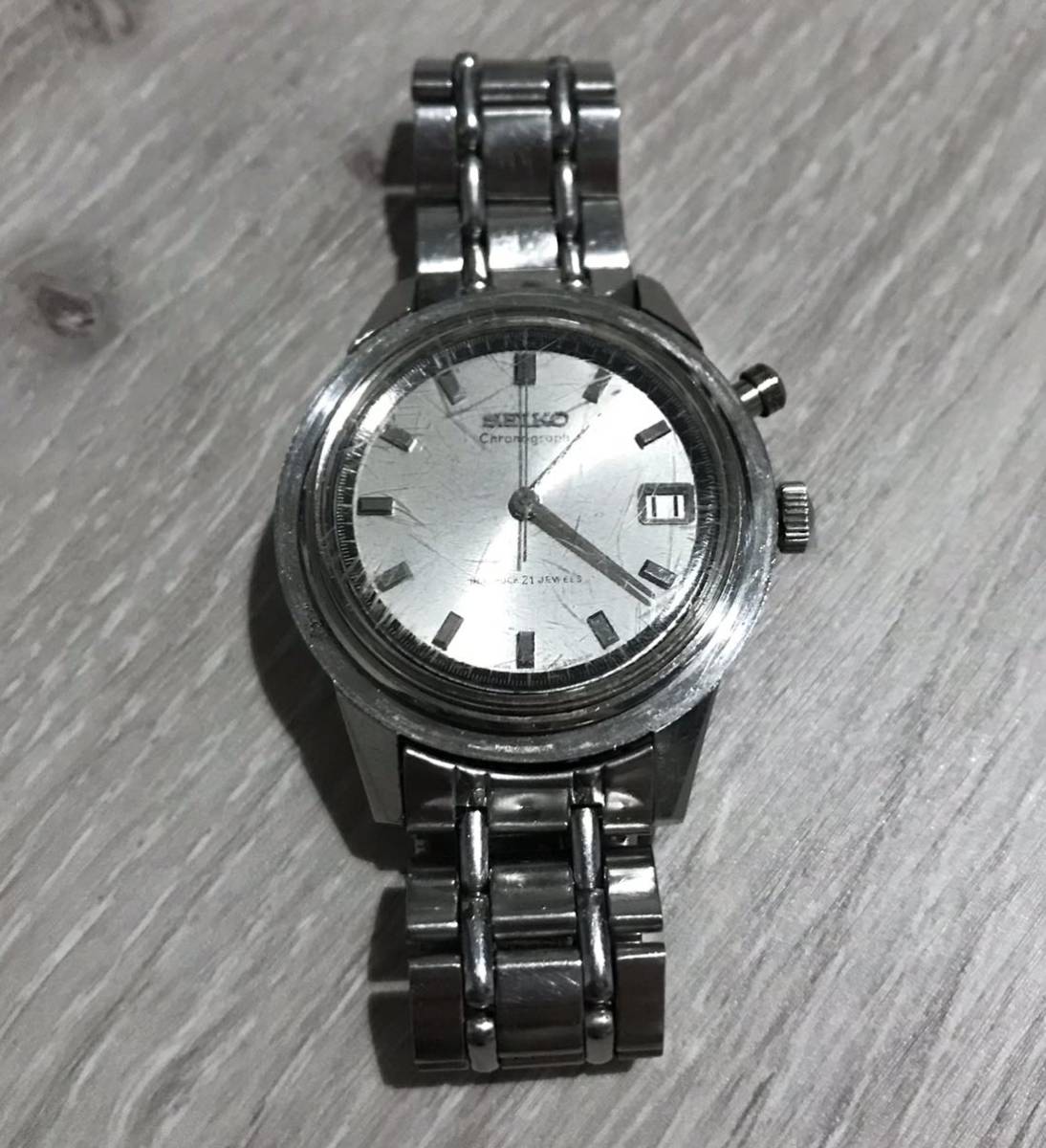 稼働品 SEIKO ワンプッシュクロノグラフ オリジナルブレス 5717-8990