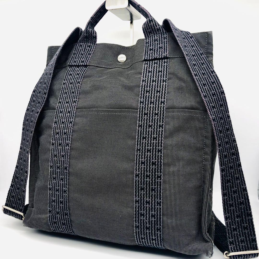 【良品】HERMES エルメス リュック バックパック エールライン アド MM 2way ハンドバッグ A4収納 肩掛け ロゴボタン Hロゴ ショルダー