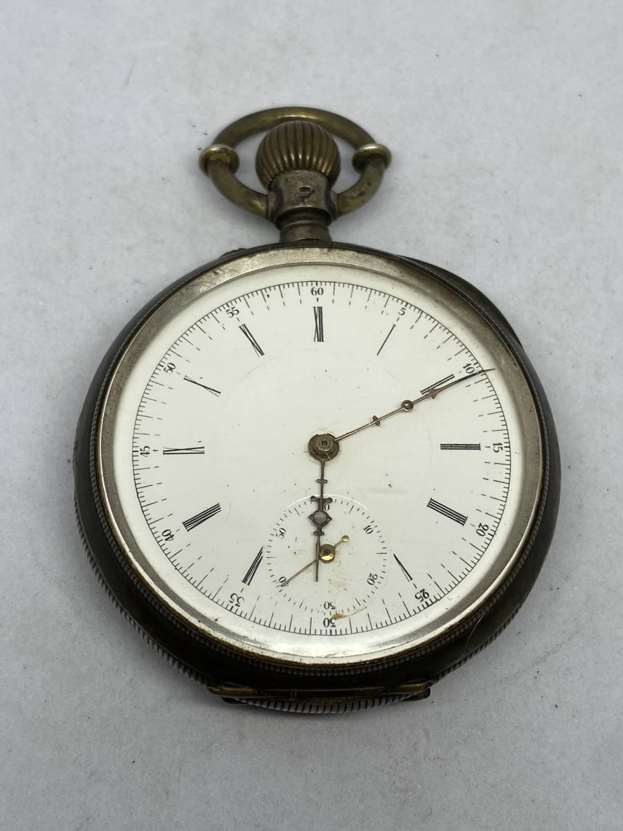 ジャンク R.Schmid アールシュミット 懐中時計 0.800刻印 銀 手巻き 時計 重量113g/ビンテージ アンティーク レトロ 骨董 古道具 雑貨/H5