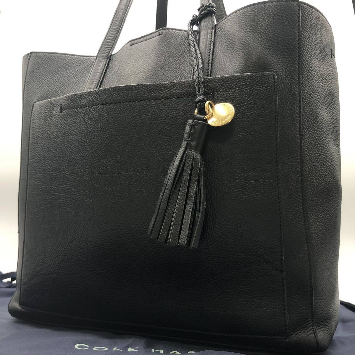 【美品】COLE HAAN ビジネストートバッグ タッセル 黒 A4 美品】COLE HAAN ビジネストートバッグ タッセル 黒 A4