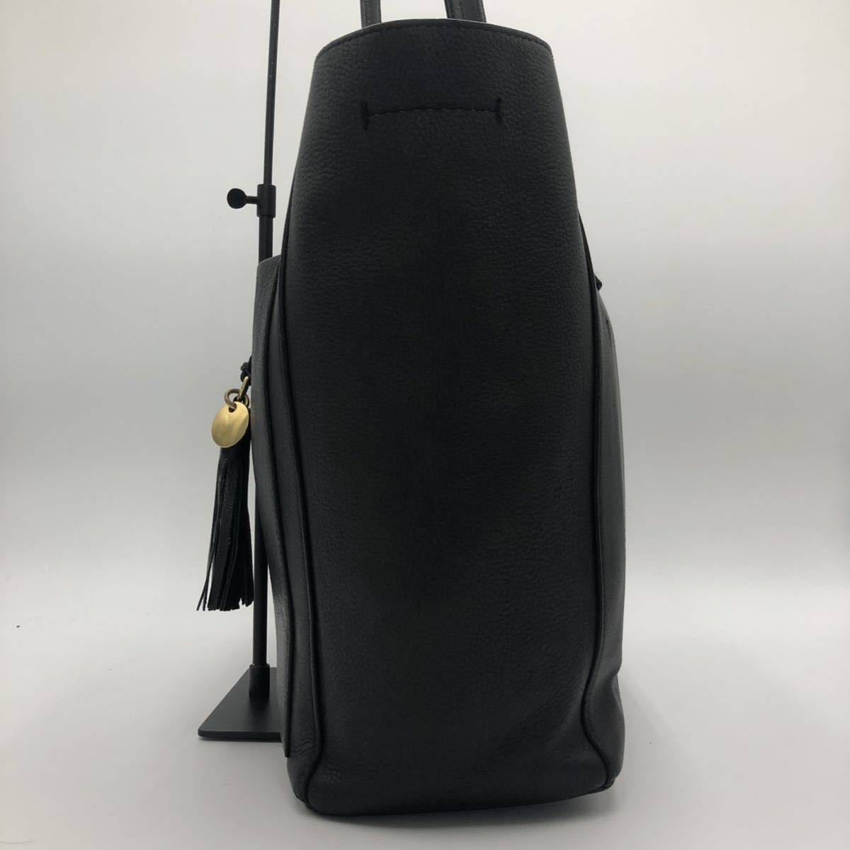 美品】COLE HAAN ビジネストートバッグ タッセル 黒 A4