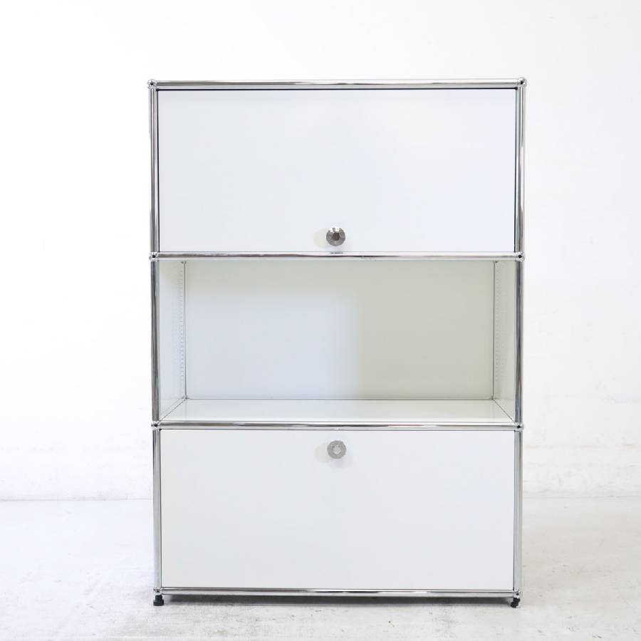 ☆USMハラー キャビネット 1列3段 ピュアホワイト☆フラップアップ＋