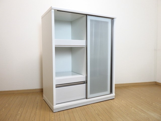 ホワイト家具◇ニトリ【レンジボード キッチンキャビネット】2段