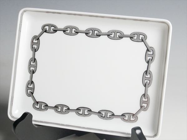 HERMES シェーヌダンクル プレート トレー K941 HERMES エルメス シェーヌダンクル プラチナ スクエア トレー