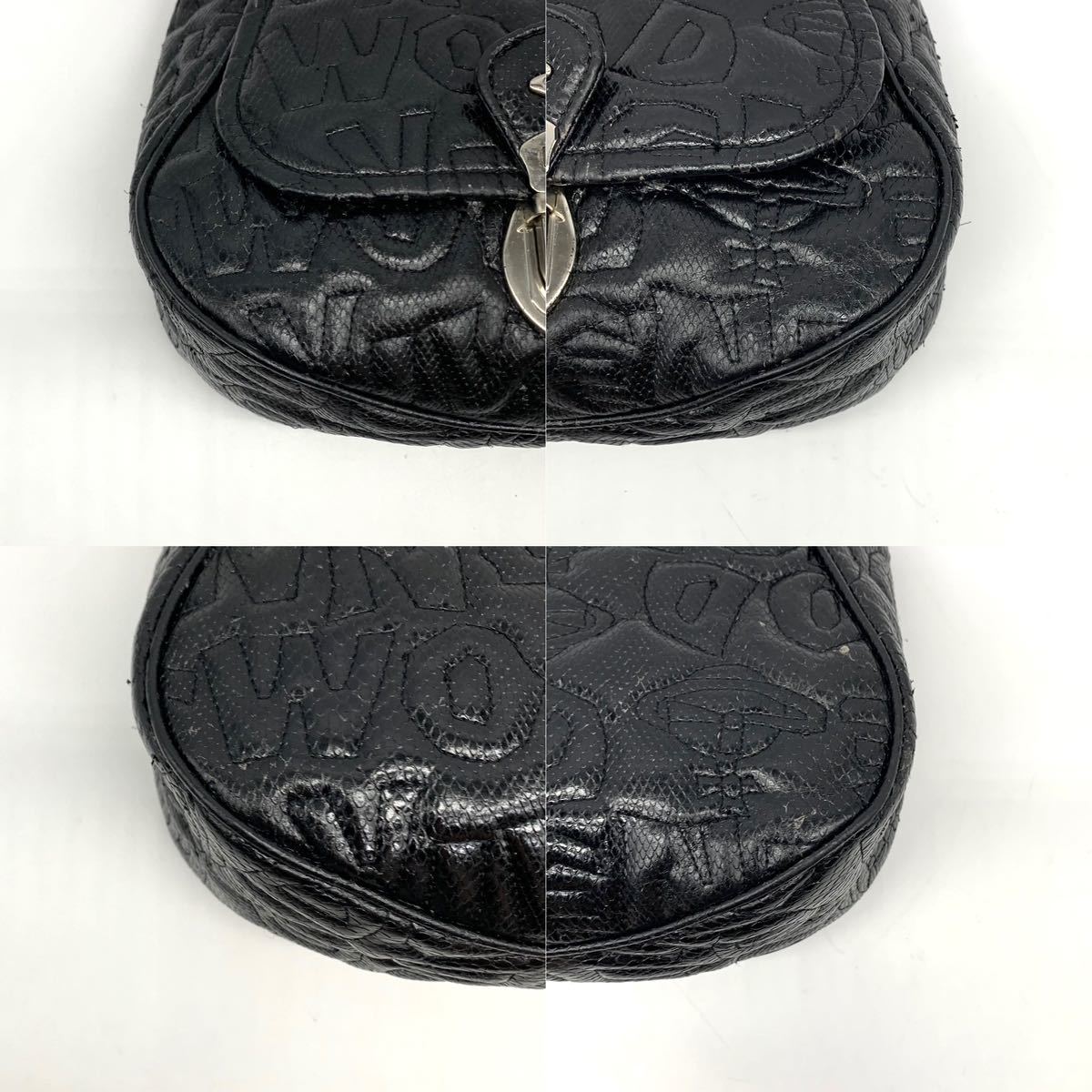 値下げヴィヴィアンウエストウッドのパイソン型押し2WAYハンドバッグ 1円○高級品○Vivienne Westwood ヴィヴィアンウエストウッド パイソン