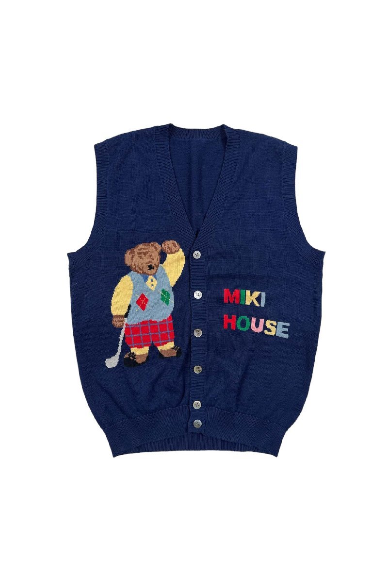 MIKI HOUSE knit vest ミキハウス ニットベスト ネイビー 大人用 