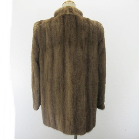 ミンクファーコート 茶 11号 M〜L ミディアム丈 毛皮 ミンク コート 毛皮 ファー ジャケット ブラウン 茶 ミンク コート