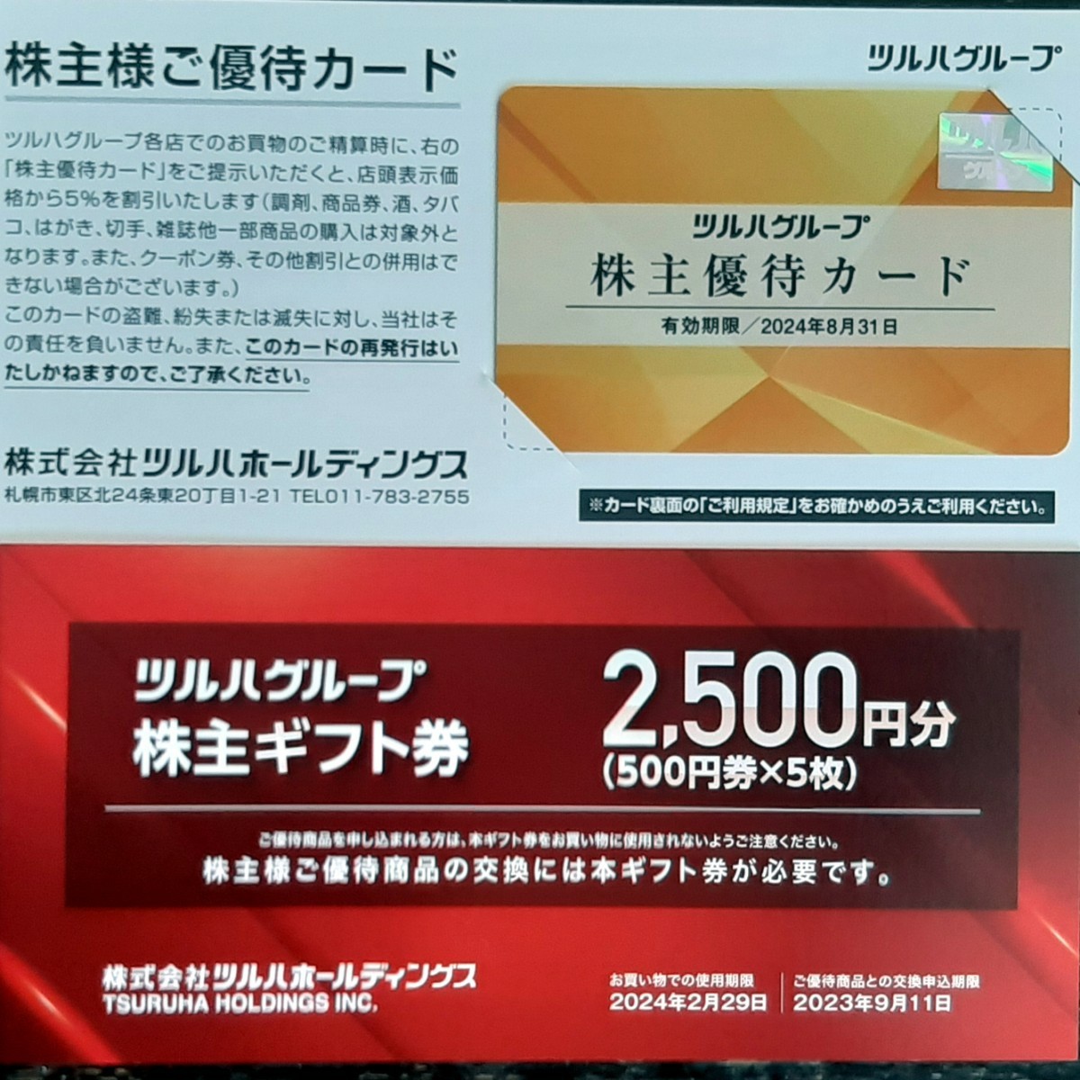 【送料無料】ツルハグループ　株主優待カード　ギフト券