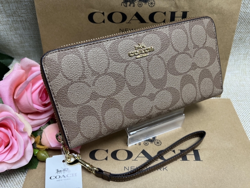 コーチ COACH 長財布 財布 シグネチャー アコーディオン ラウンドファスナー レディース財布 ストラップ付き アウトレット 新品A067 C4452