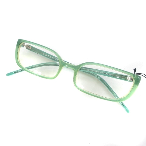 未使用品 アレキサンダーマックイーン ALEXANDER MCQUEEN タグ付き メガネ 眼鏡 めがね 度なし フルリム グリーン 緑 55□19 アイウェア