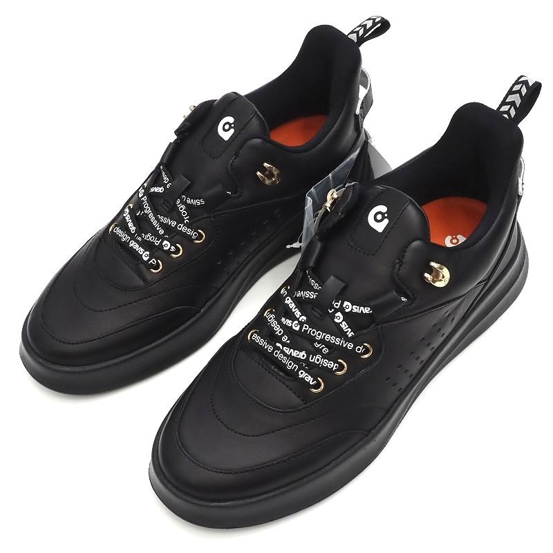 H04184 未使用品 gravis/GRANT レザースニーカー 【サイズ：25.5cm】 ブラック グラビス 