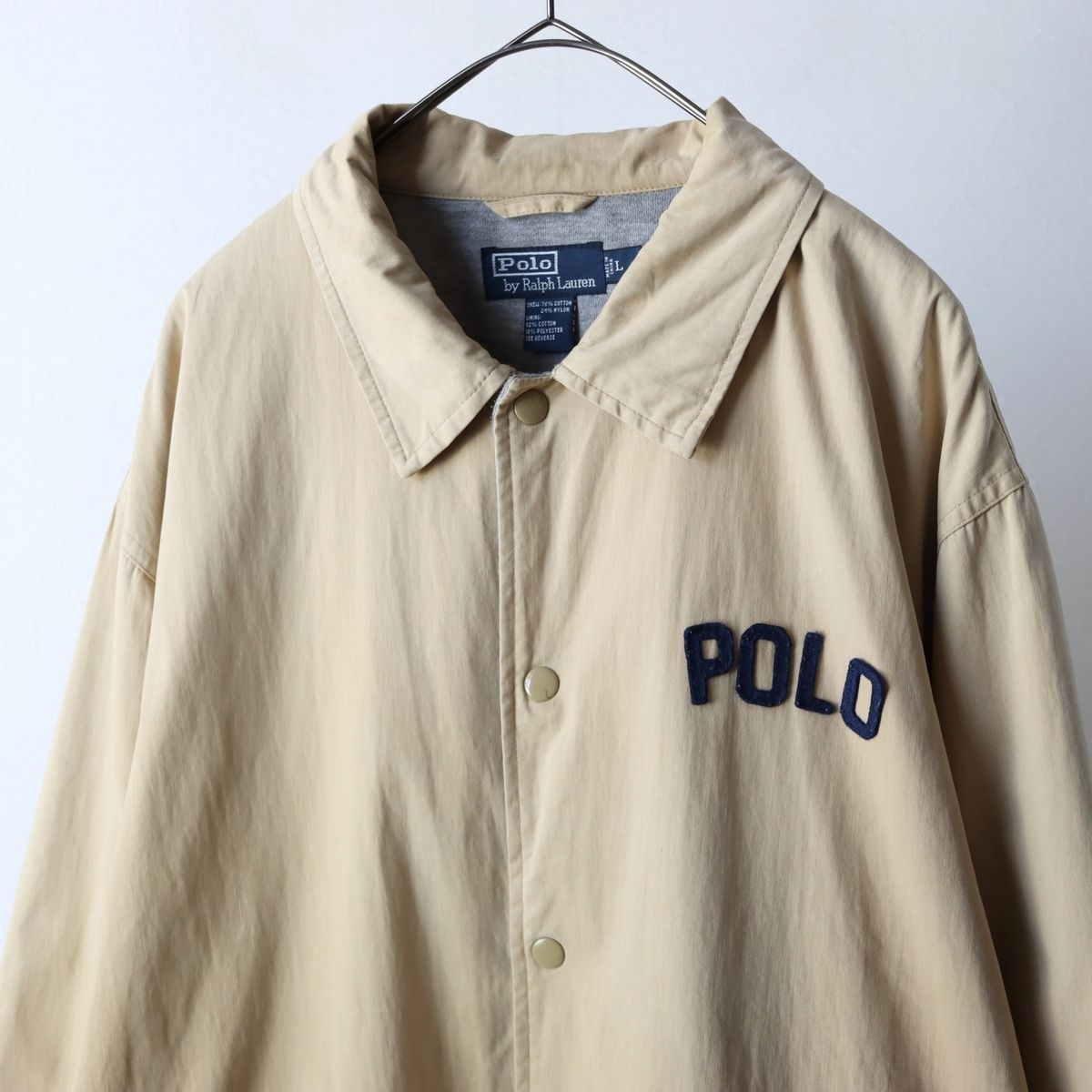 ポロ ラルフローレン 中綿アウター ジャケット ベージュ 胸ロゴ L / POLO RALPH LAUREN 古着 ヴィンテージ 