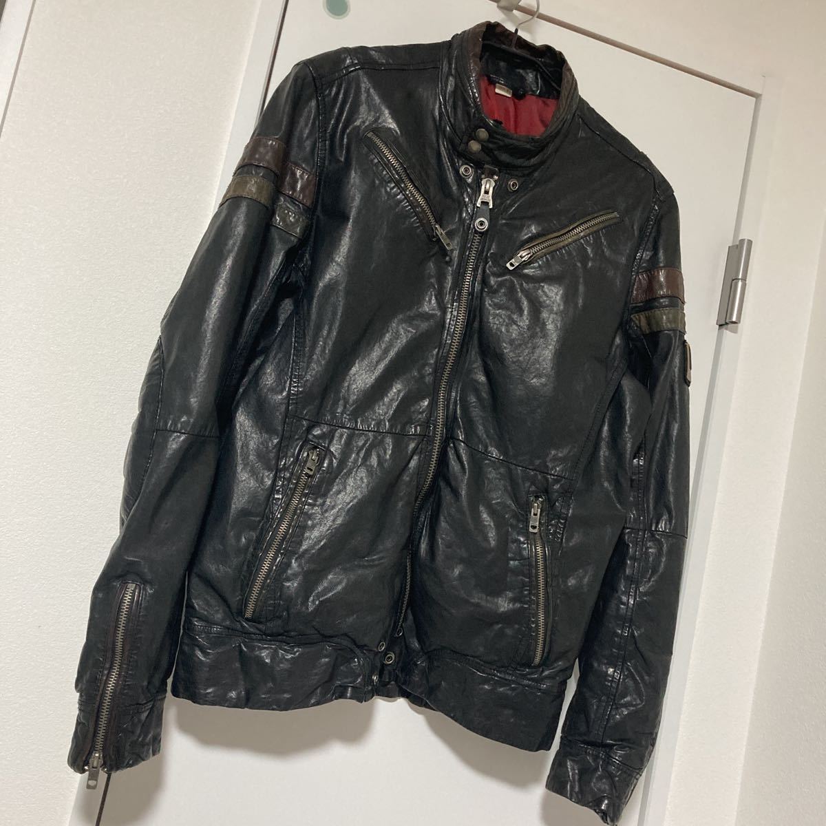 DIESEL ディーゼル シングルライダースジャケットの通販 レザー 